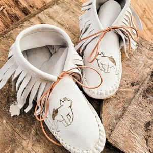 Off white suede moccasins